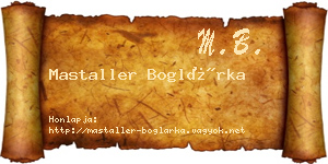 Mastaller Boglárka névjegykártya